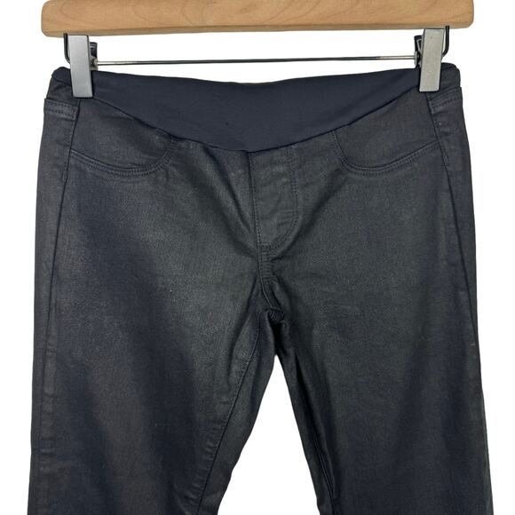 Paige | Sz 25 Maternity Full Panel Black Coated Denim Verdugo Ultra Skinny Jeans - Picture 3 of 7